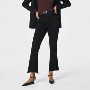 SPANX Step Hem Kick Flare Clean Black Jeans Raw Hem